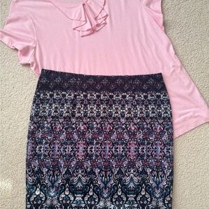 Elegant Black and Pink Patterned Skirt